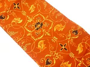 塩瀬手描き華文・実唐草模様名古屋帯（松葉仕立て）